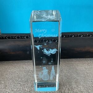 Holiday 3D Engraved Laser Etched Crystal Glass Decor
